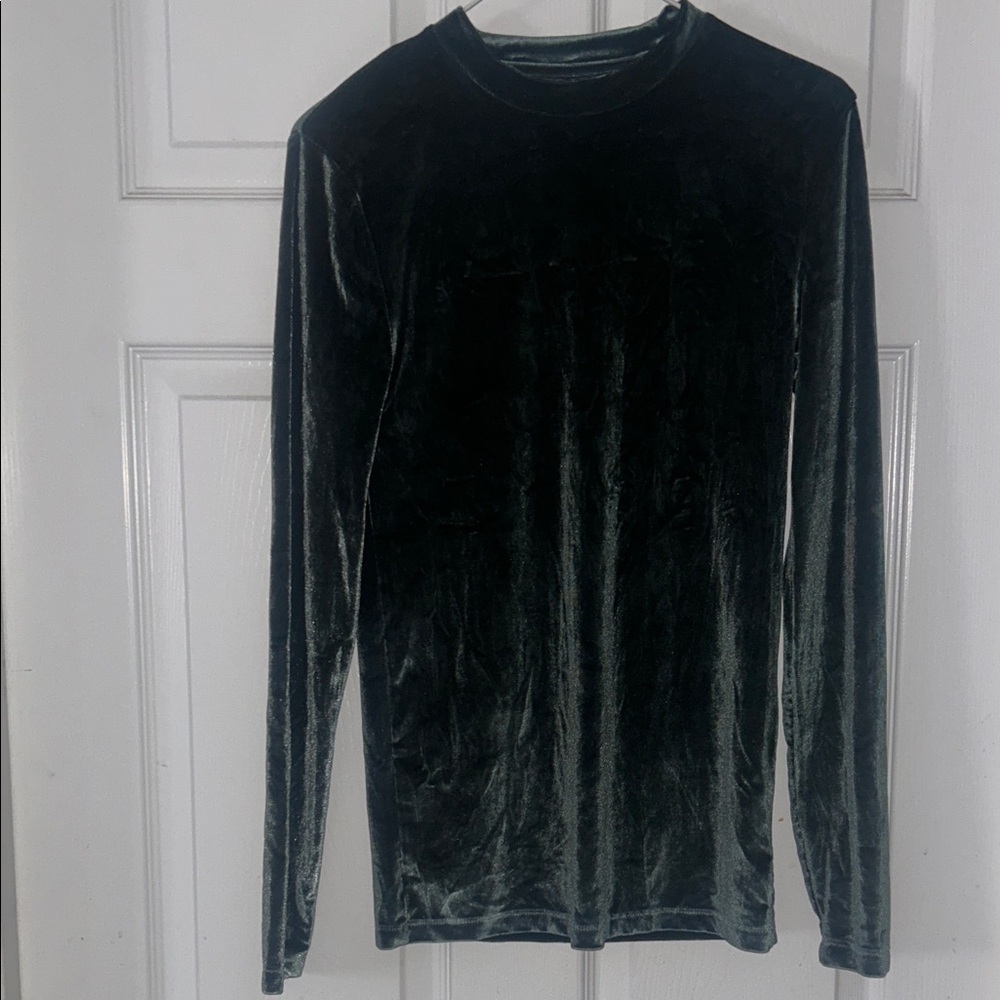 ASOS Velvet Long Sleeve Shirt - Forest Green